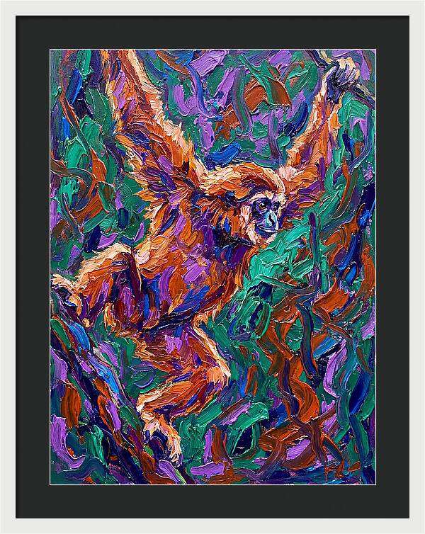 Gibbon In Vibrant Motion