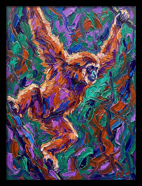 Gibbon In Vibrant Motion