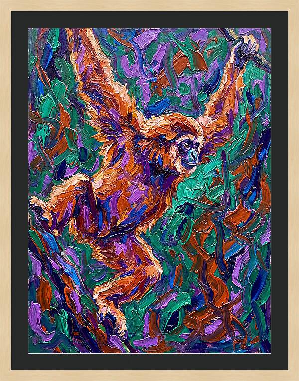 Gibbon In Vibrant Motion