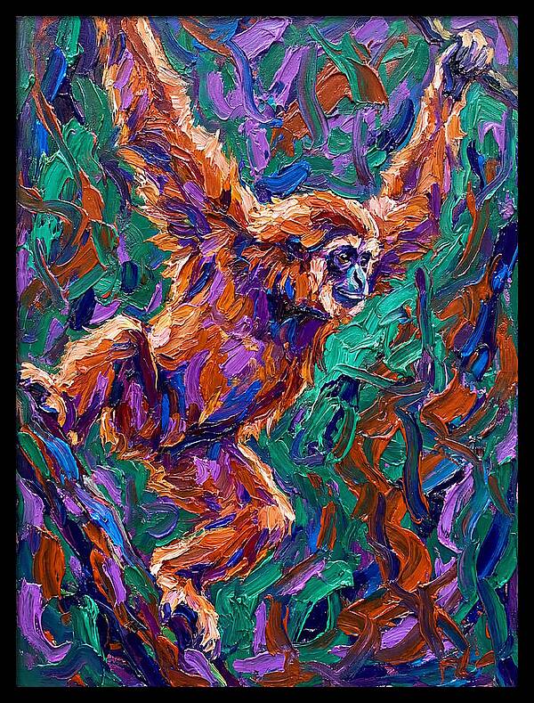 Gibbon In Vibrant Motion