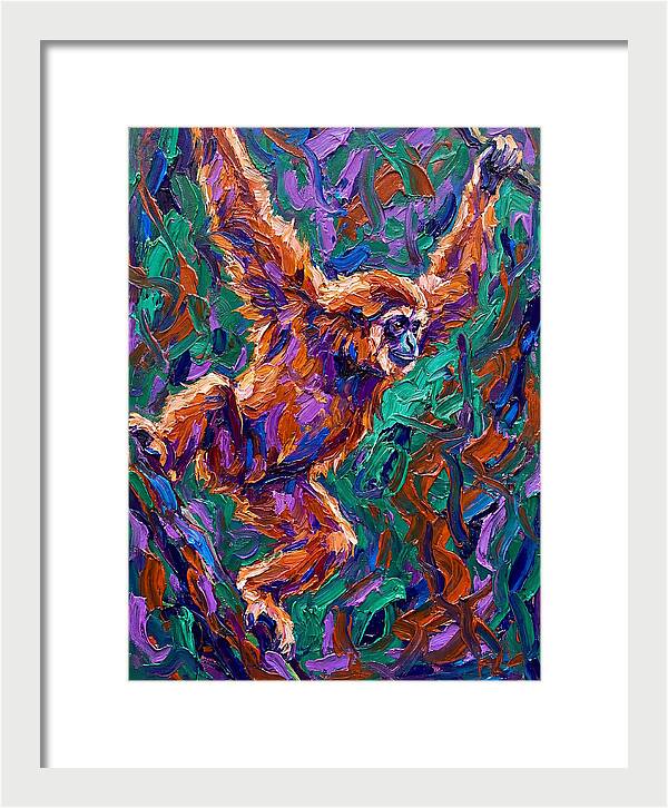 Gibbon In Vibrant Motion
