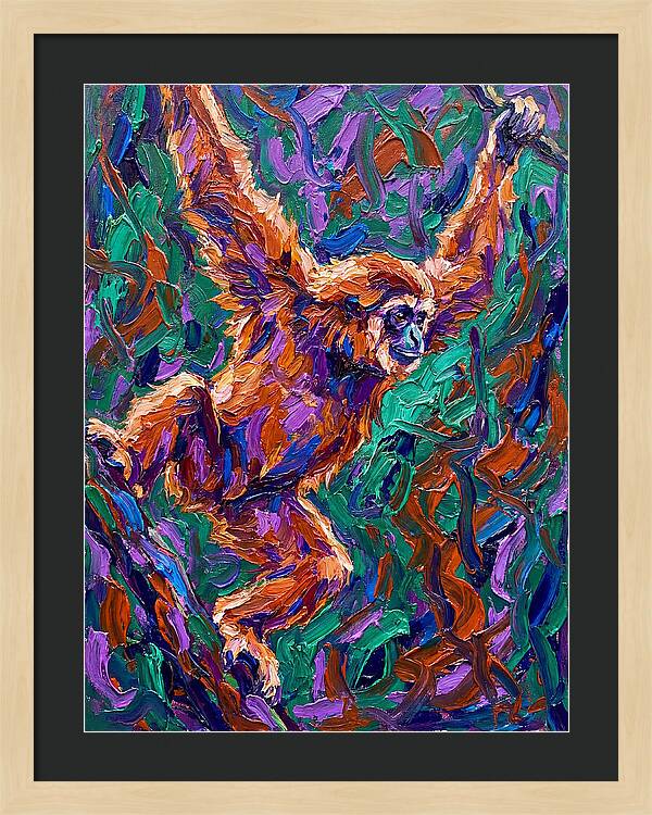 Gibbon In Vibrant Motion