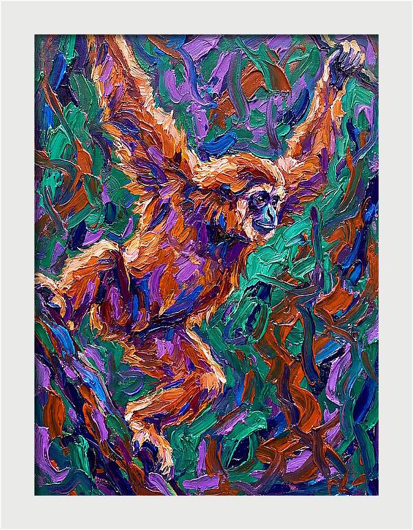 Gibbon In Vibrant Motion
