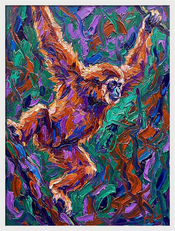 Gibbon In Vibrant Motion
