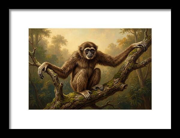 Gibbon Sitting On A Branch