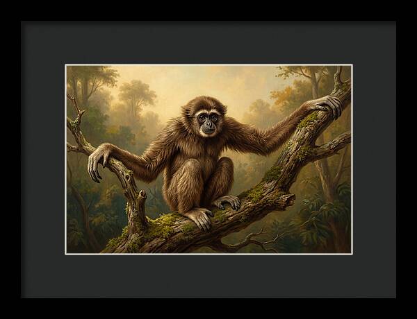 Gibbon Sitting On A Branch