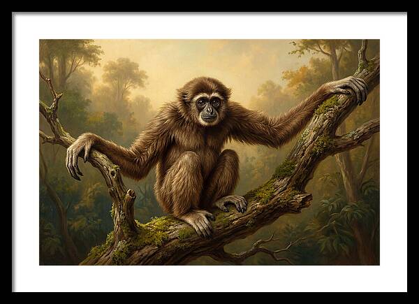 Gibbon Sitting On A Branch