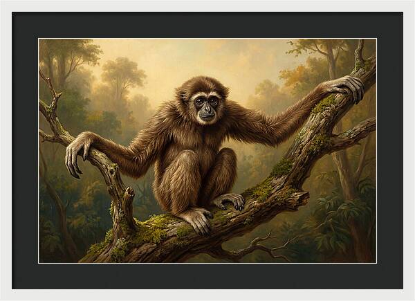 Gibbon Sitting On A Branch