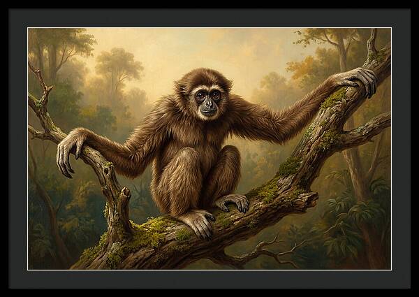 Gibbon Sitting On A Branch