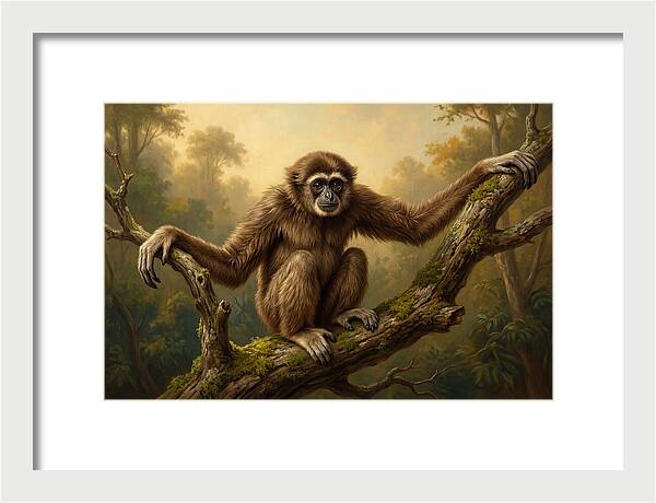 Gibbon Sitting On A Branch