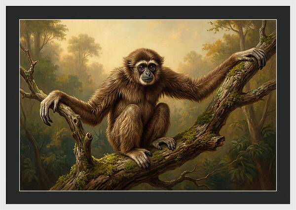 Gibbon Sitting On A Branch