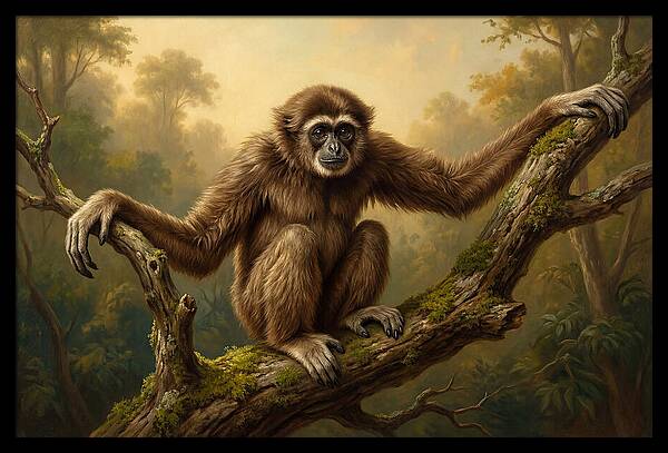 Gibbon Sitting On A Branch