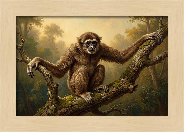 Gibbon Sitting On A Branch