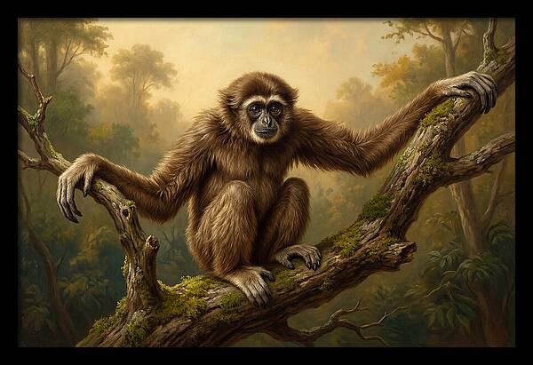 Gibbon Sitting On A Branch