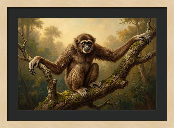 Gibbon Sitting On A Branch