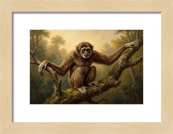 Gibbon Sitting On A Branch