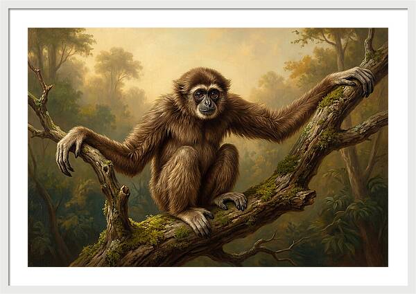 Gibbon Sitting On A Branch