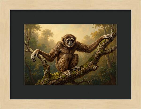 Gibbon Sitting On A Branch