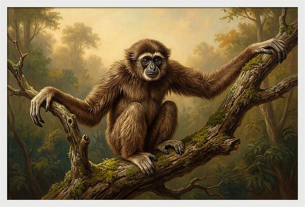 Gibbon Sitting On A Branch