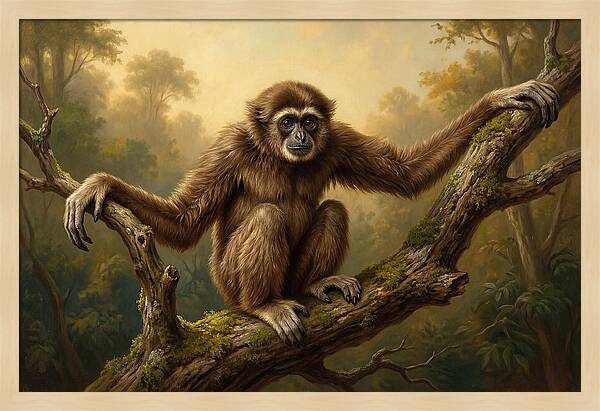 Gibbon Sitting On A Branch