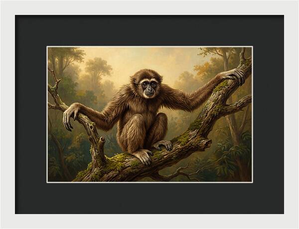 Gibbon Sitting On A Branch