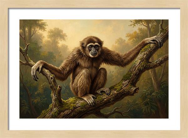 Gibbon Sitting On A Branch