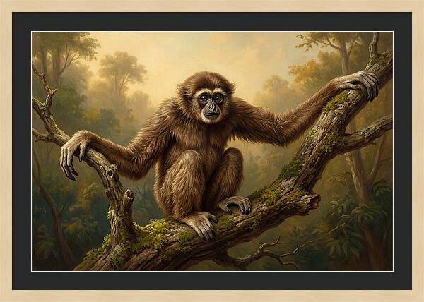 Gibbon Sitting On A Branch
