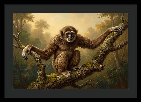 Gibbon Sitting On A Branch