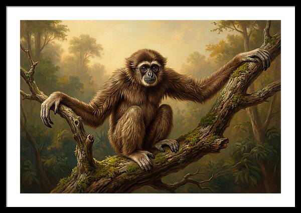 Gibbon Sitting On A Branch