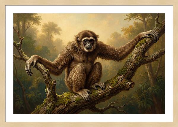 Gibbon Sitting On A Branch