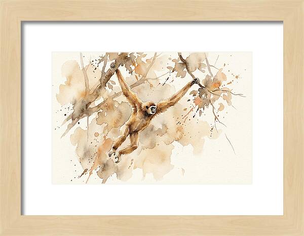 Gibbon Swinging Through Branches