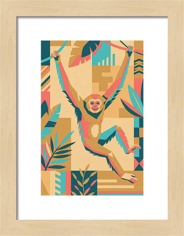 Gibbon Swinging Through Jungle