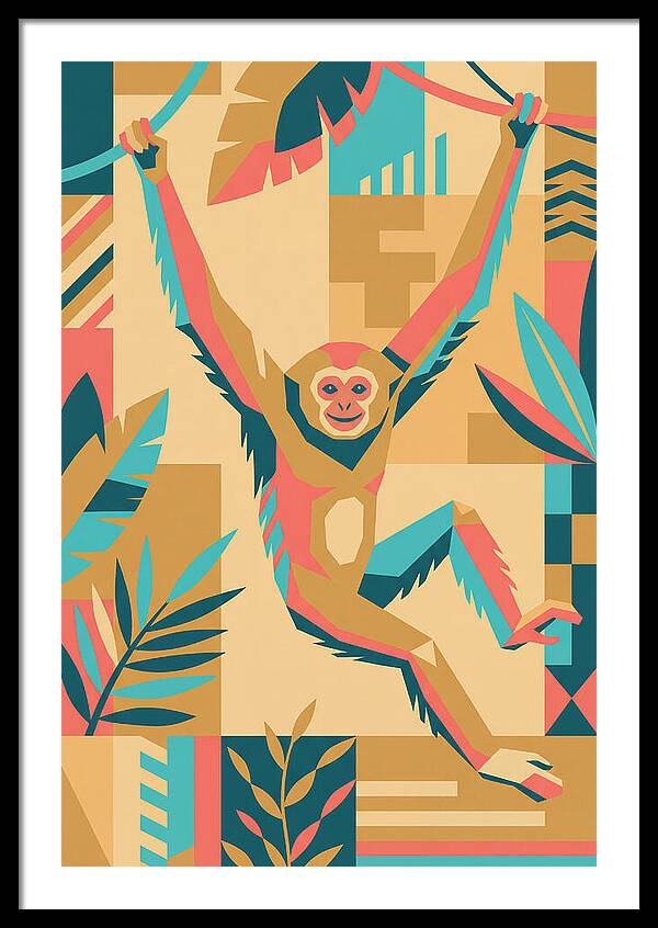 Gibbon Swinging Through Jungle
