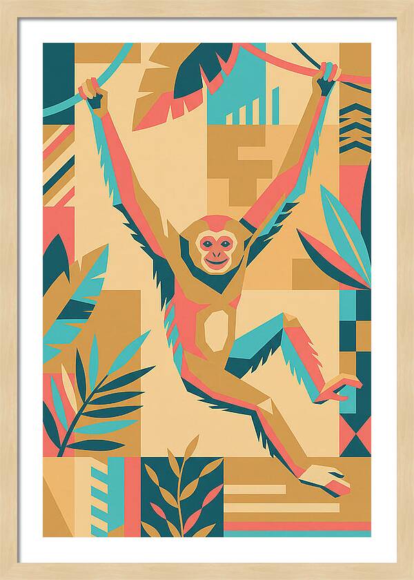 Gibbon Swinging Through Jungle