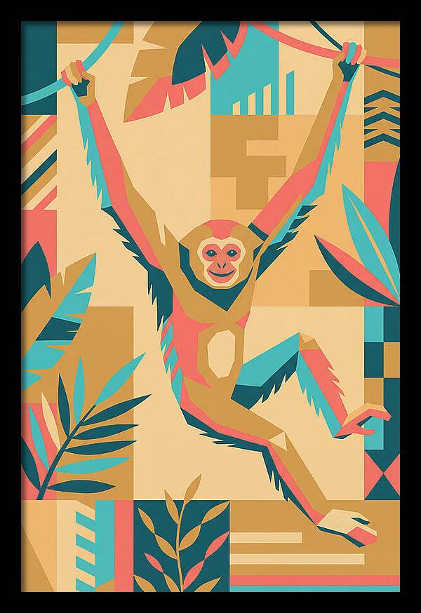 Gibbon Swinging Through Jungle