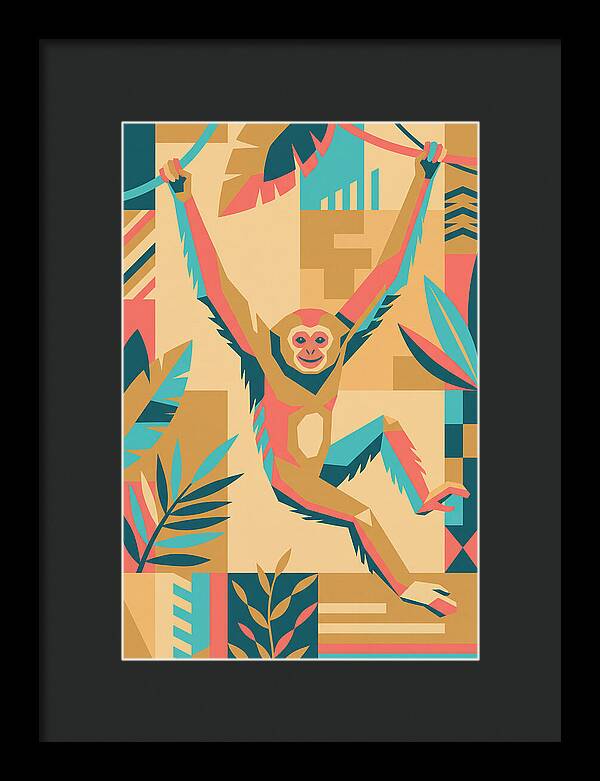 Gibbon Swinging Through Jungle