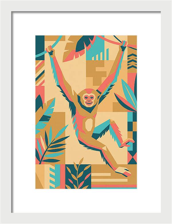 Gibbon Swinging Through Jungle