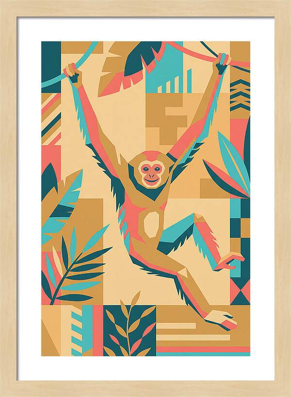 Gibbon Swinging Through Jungle