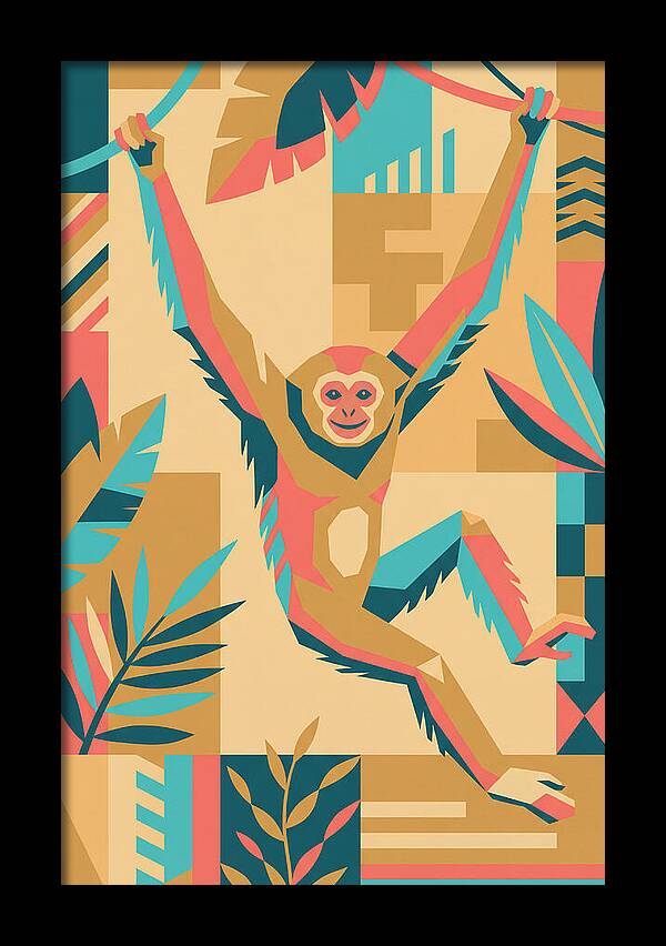 Gibbon Swinging Through Jungle