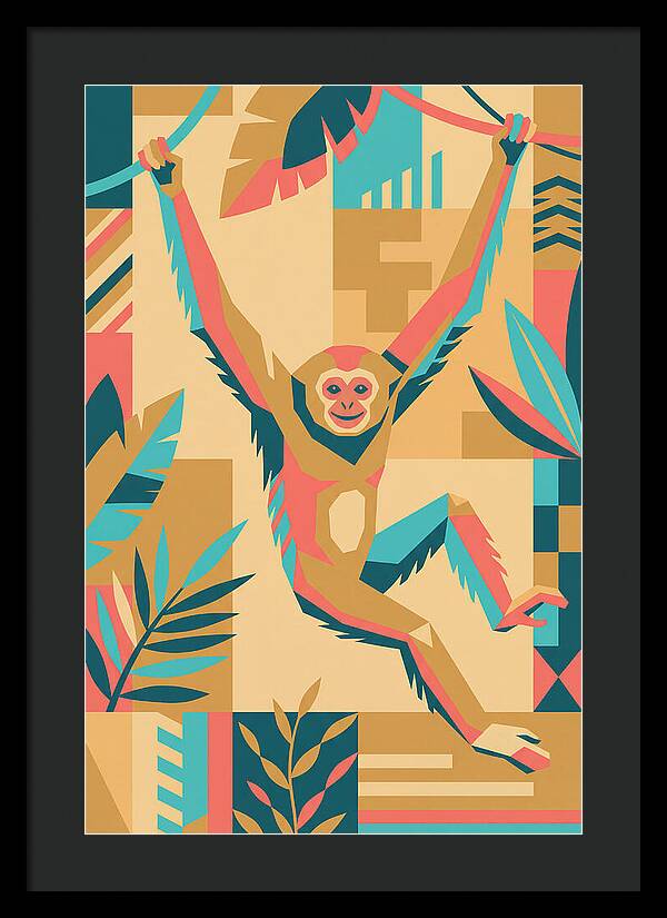 Gibbon Swinging Through Jungle