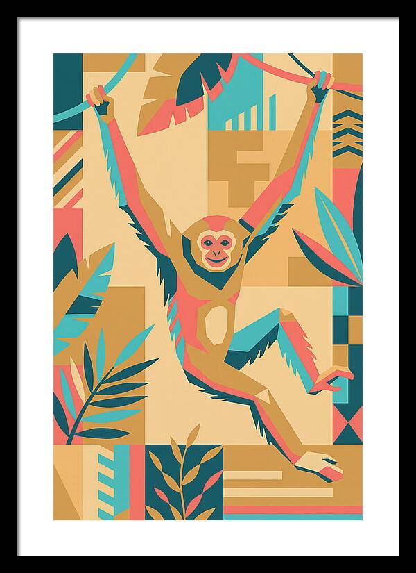 Gibbon Swinging Through Jungle
