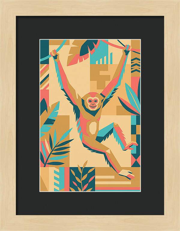 Gibbon Swinging Through Jungle