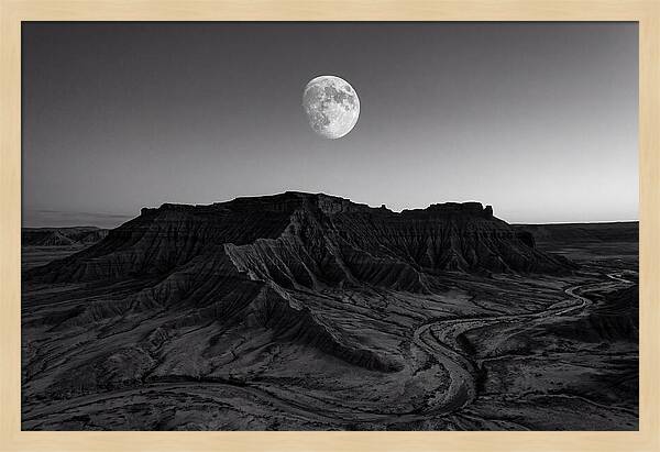 Gibbous Moon Over Desert Mesa