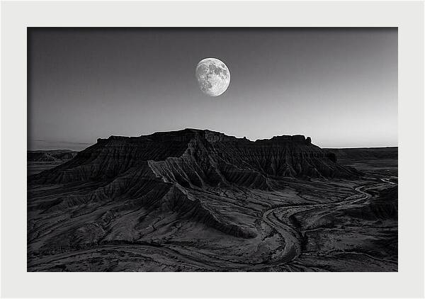 Gibbous Moon Over Desert Mesa