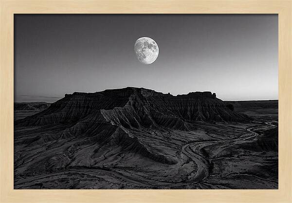 Gibbous Moon Over Desert Mesa