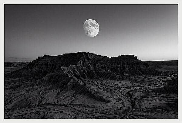 Gibbous Moon Over Desert Mesa