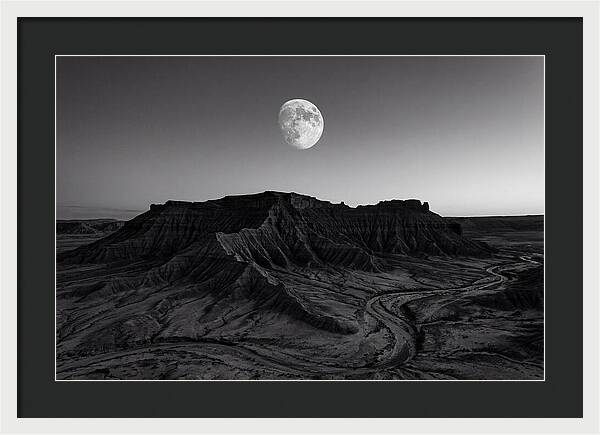 Gibbous Moon Over Desert Mesa