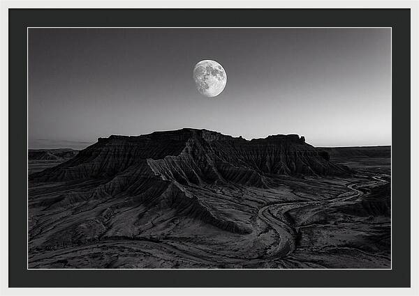 Gibbous Moon Over Desert Mesa