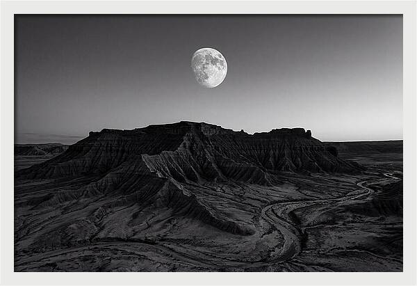 Gibbous Moon Over Desert Mesa