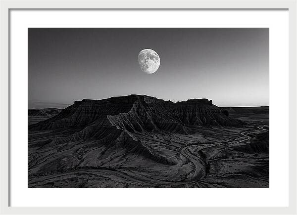Gibbous Moon Over Desert Mesa